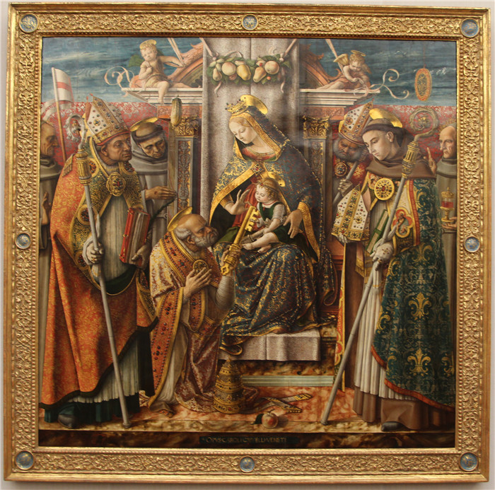 卡洛·克里维利(Carlo Crivelli)作品-麦当娜与孩子一起登上宝座