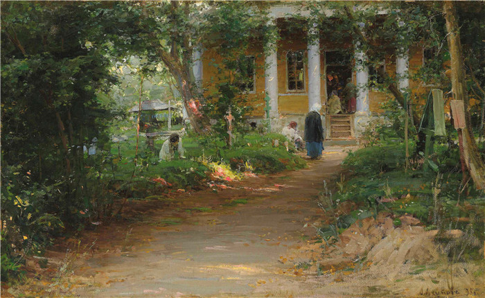 阿尔希波夫(Abram Efimovich Arkhipov)高清作品-致晚祷To Vespers, 1898