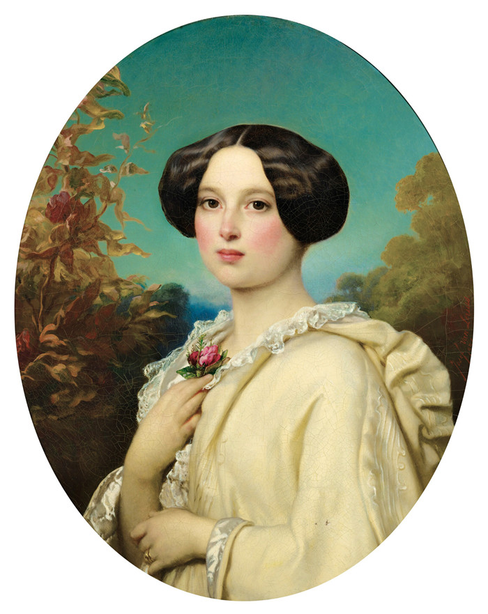 约瑟夫·范·莱里乌斯(Jozef Van Lerius)高清作品-一个年轻女孩的肖像