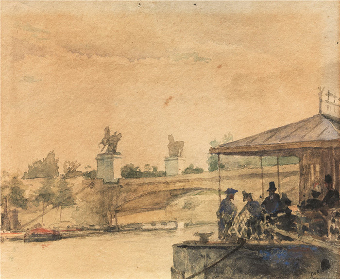 朱塞佩·德·尼蒂斯(Giuseppe De Nittis)作品-La senna al Ponte di Iena