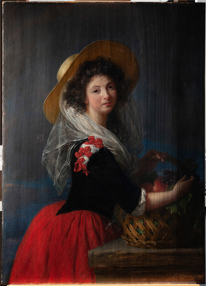 约瑟夫·卡尔·斯蒂勒 (Joseph Karl Stieler)作品-戴草帽的女子