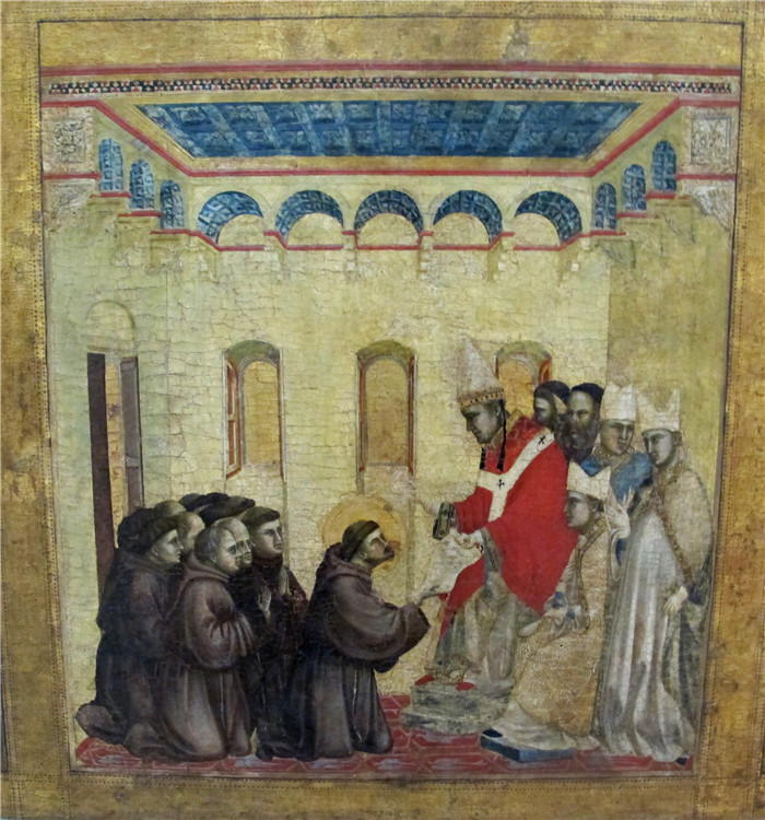 乔托·迪·邦多纳(Giotto di Bondone)高清作品-圣方济各教堂stimmate di s. francesco con stemma cinquini, 1297- 99, 03