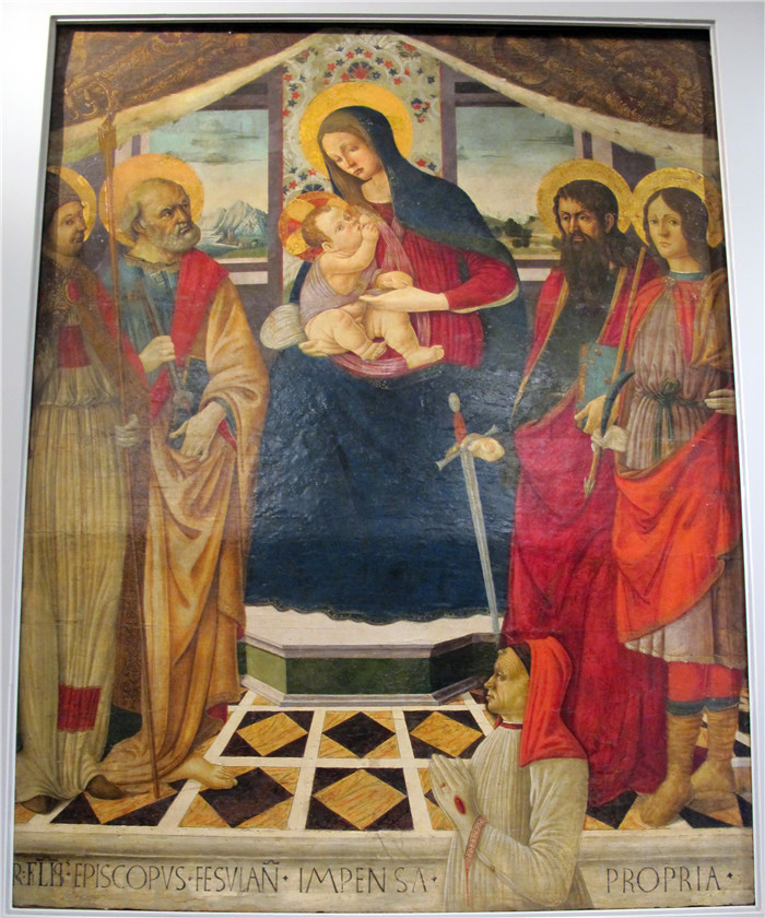 马萨乔(Masaccio)高清作品-麦当娜与孩子,圣徒