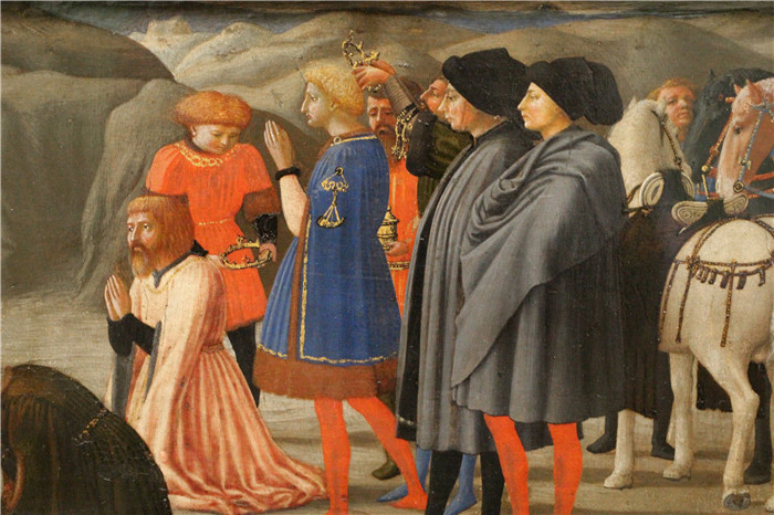 马萨乔(Masaccio)高清作品-崇拜贤士predella con adorazione dei magi, 1426, 02