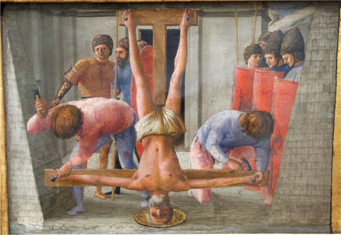 马萨乔(Masaccio)高清作品-教徒predella con martirio dei ss. pietro e g. battista, 1426, 02