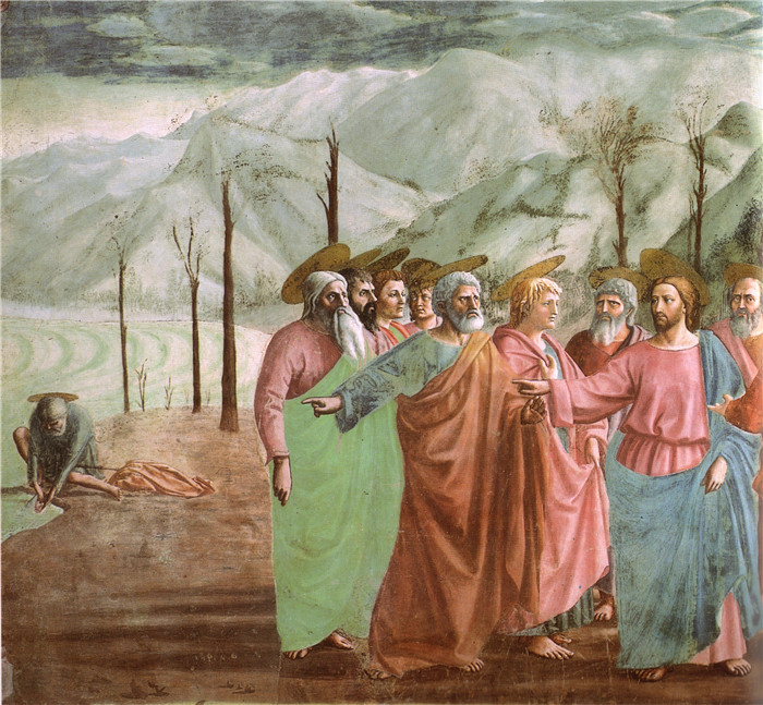 马萨乔(Masaccio)高清作品-布兰卡奇小教堂,进贡仪式Cappella brancacci, Pagamento del tributo, dettaglio 2