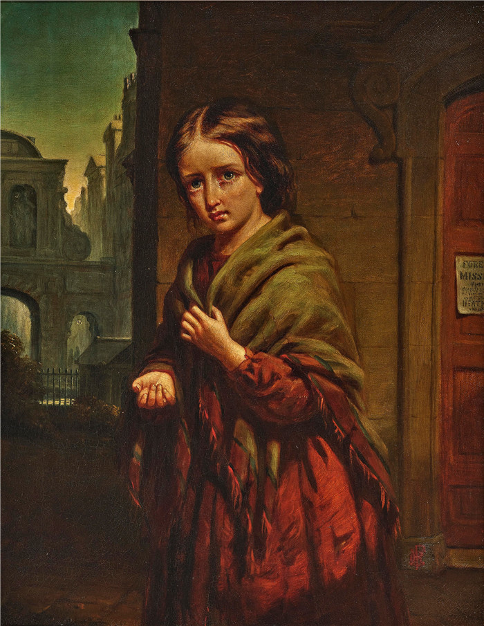 卡尔德隆（ Philip Hermogenes Calderon）高清作品-女孩请求施舍Girl Asking for Alms