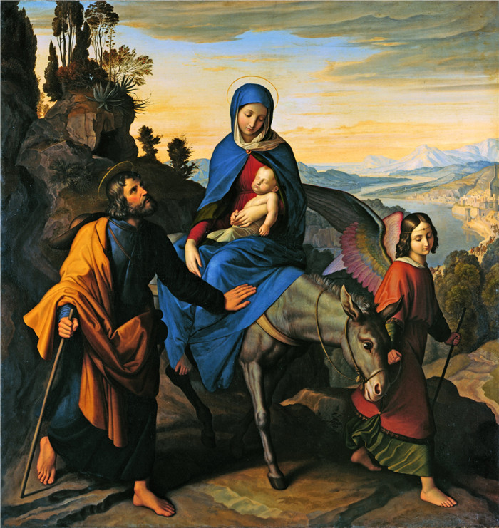 卡洛斯佛雷德(Julius Schnorr von Carolsfeld)作品-飞往埃及Flight into Egypt