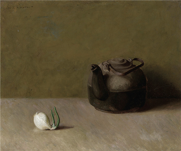 埃米尔·卡尔森(Emil Carlsen)高清作品-茶壶和洋葱静物Still Life with Teapot and Onion, 1888