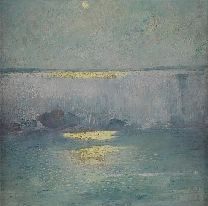 埃米尔·卡尔森(Emil Carlsen)高清作品-尼亚加拉的月光, 1912年