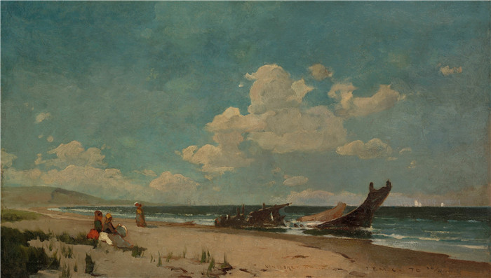 埃米尔·卡尔森(Emil Carlsen)高清作品-南塔克特海滩 (1876)
