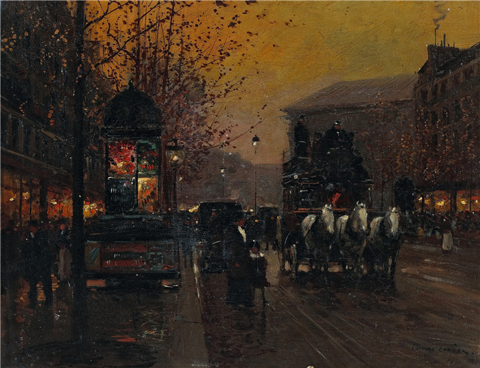 科尔特斯 (edouard leon cortes)作品-a Madeleine大道晚间Бульвар ла Мадлен вечером