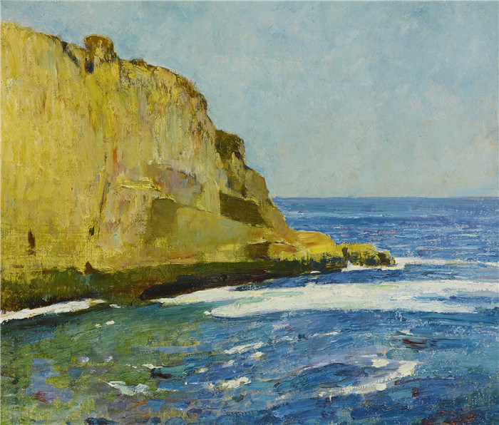 埃米尔·卡尔森(Emil Carlsen)高清作品-秃头崖,约克,缅因州