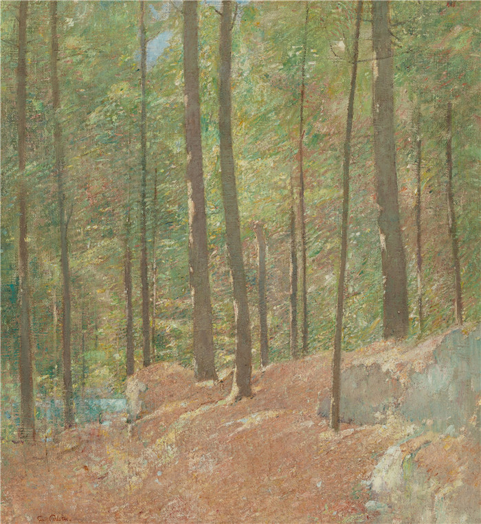 埃米尔·卡尔森(Emil Carlsen)高清作品-松林中In the Pine Woods, 1915