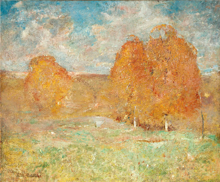 埃米尔·卡尔森(Emil Carlsen)高清作品-秋天的树木
