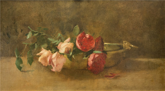埃米尔·卡尔森(Emil Carlsen)高清作品-盘子里的玫瑰