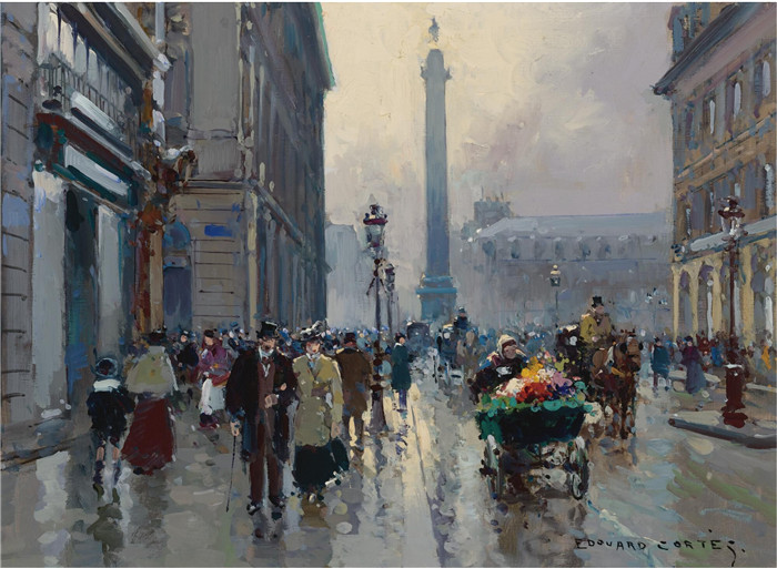 科尔特斯 (edouard leon cortes)作品-巴黎旺多姆THE PLACE VENDOME, PARIS