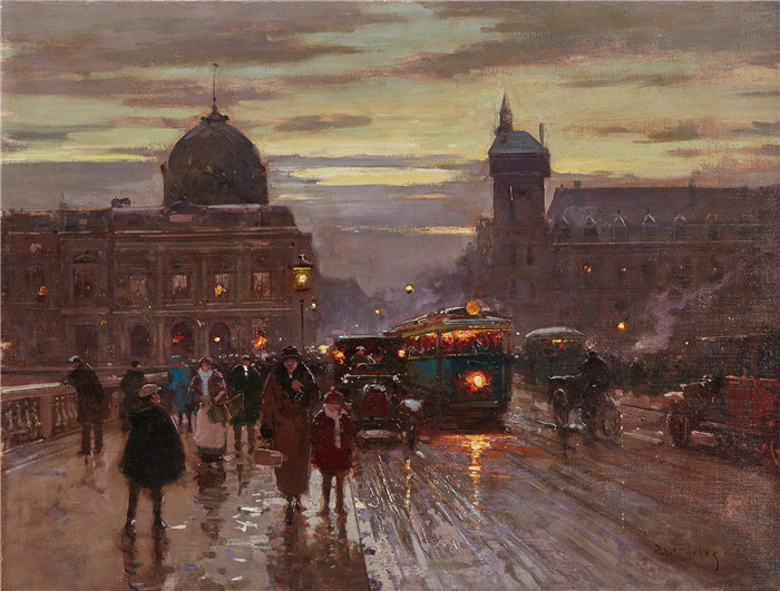 科尔特斯 (edouard leon cortes)作品-变革之桥PONT AU CHANGE AU CREPSCULE