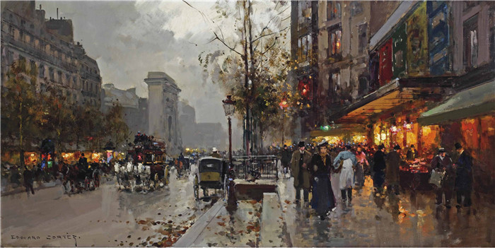 科尔特斯 (edouard leon cortes)作品-带圣丹尼斯门的邦努维尔大道