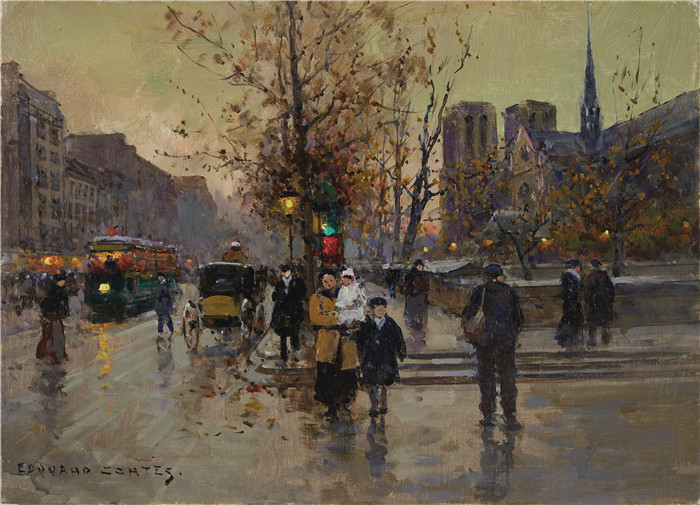 科尔特斯 (edouard leon cortes)作品-巴黎圣母院notre dame en paris