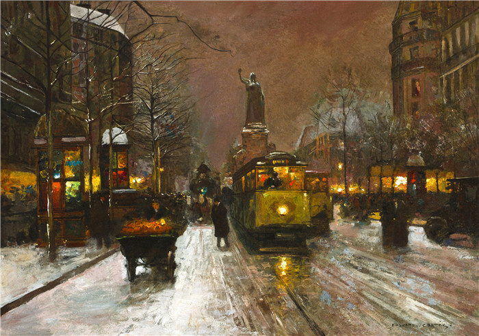 科尔特斯 (edouard leon cortes)作品-共和国广场Площадь Республики (66 x 91.5 см)
