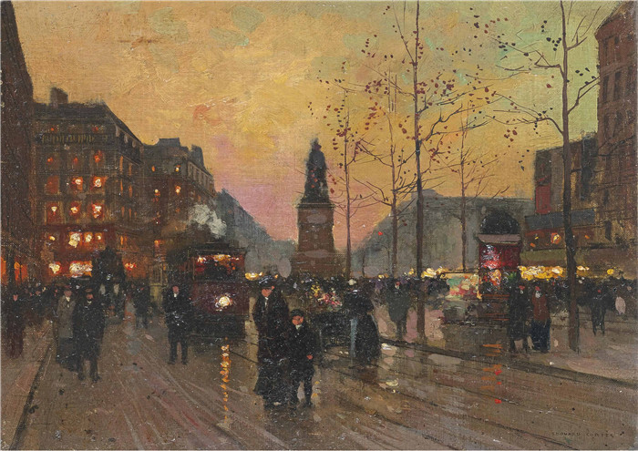 科尔特斯 (edouard leon cortes)作品-共和国广场Площадь Республики (масло, холст) (Частная коллекция)