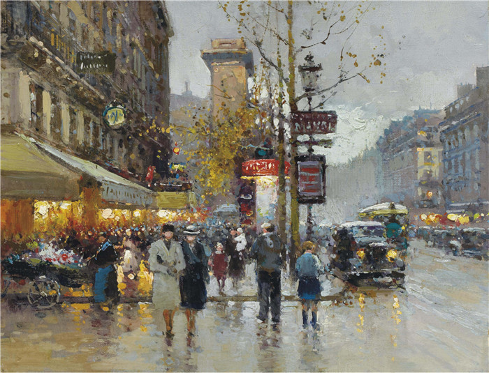 科尔特斯 (edouard leon cortes)作品-圣丹尼斯门Ворота Сен-Дени (1945) (27 x 35 см)