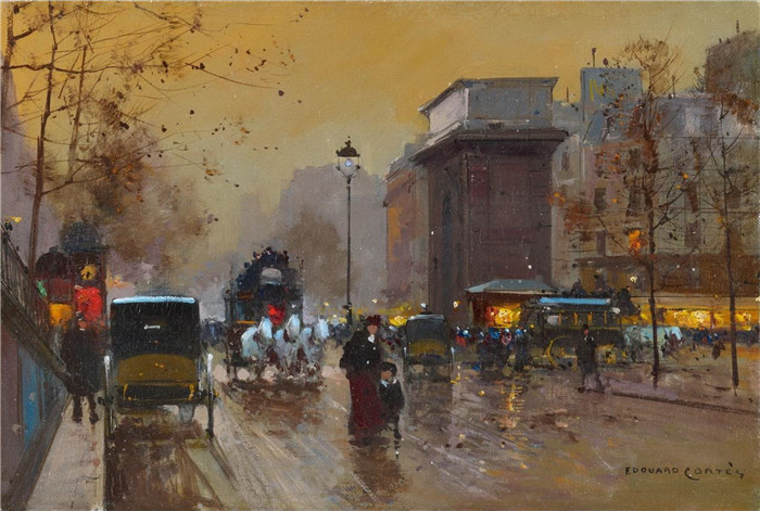 科尔特斯 (edouard leon cortes)作品-圣马丁门Ворота Сен-Мартен (1910-1920) (22.2 х 33 см)