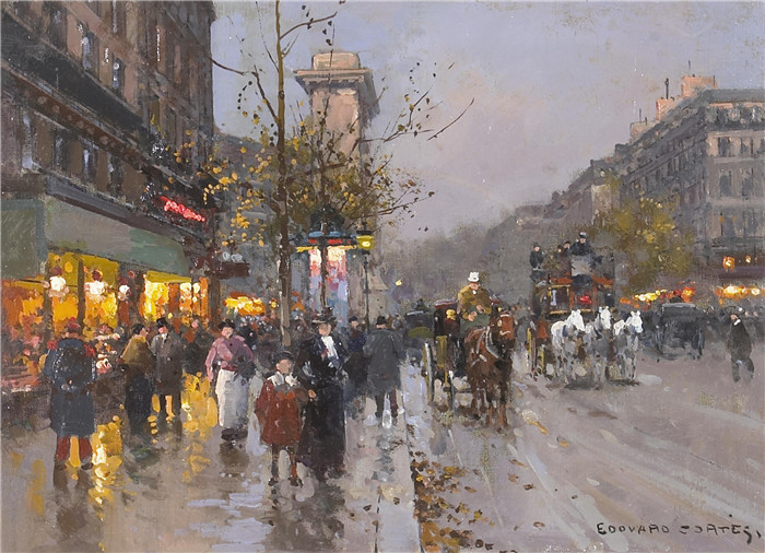 科尔特斯 (edouard leon cortes)作品-圣丹尼斯门Ворота Сен-Дени (33 x 45.7 см)
