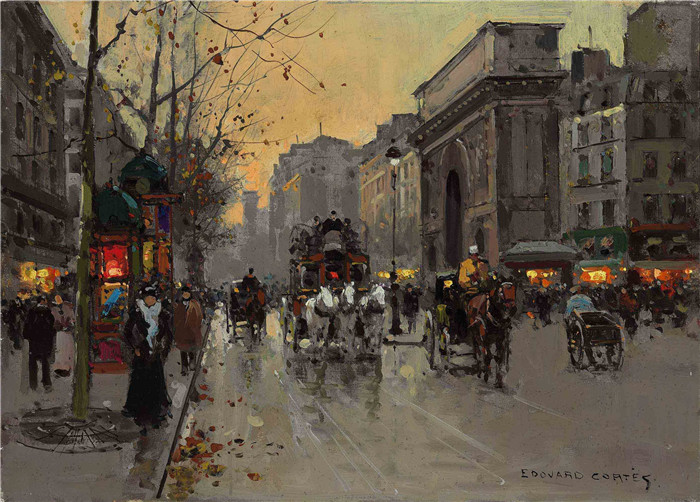 科尔特斯 (edouard leon cortes)作品-秋天的圣马丁门Ворота Сен-Мартен осенью (33 x 45.7 см)
