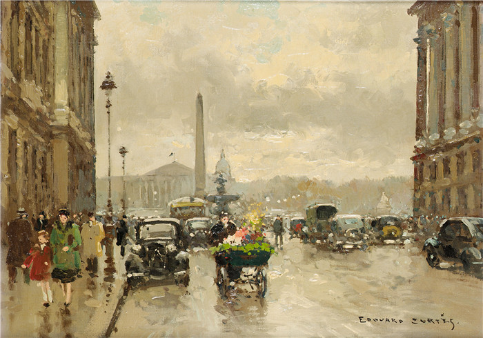 科尔特斯 (edouard leon cortes)作品-鲁德拉佩Рю Де ла Пэ (33 x 46 см)