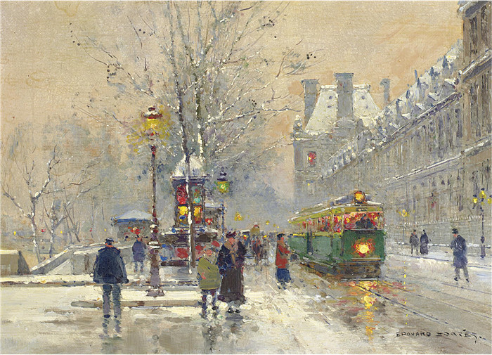 科尔特斯 (edouard leon cortes)作品-卢浮宫码头QUAI DU LOUVRE