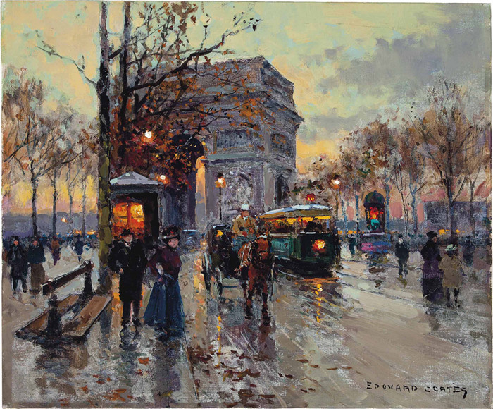 科尔特斯 (edouard leon cortes)作品-凯旋门arc de triomphe et lavenue friedland