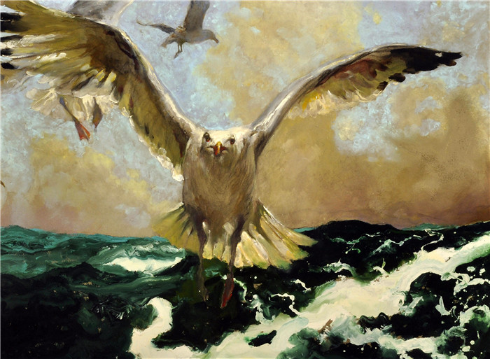 杰米‧怀斯(Jamie Wyeth)水彩作品-警告2007年 The Warning(Mixed media)
