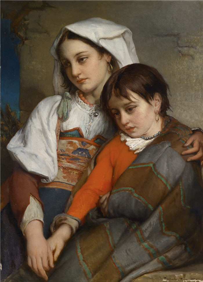 让-弗朗索瓦·波特尔(Jan - Francois Portaels)肖像油画-姐妹Schwestern