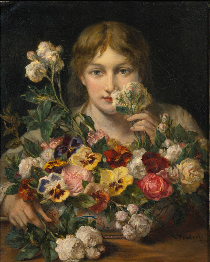 让-弗朗索瓦·波特尔(Jan - Francois Portaels)肖像油画-芬芳的花朵Sweet flowers