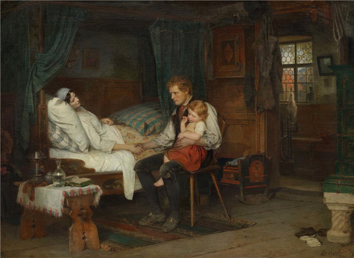 本杰明·沃蒂埃(Benjamin Vautier)高清作品-床边Am Krankenbett (1873)