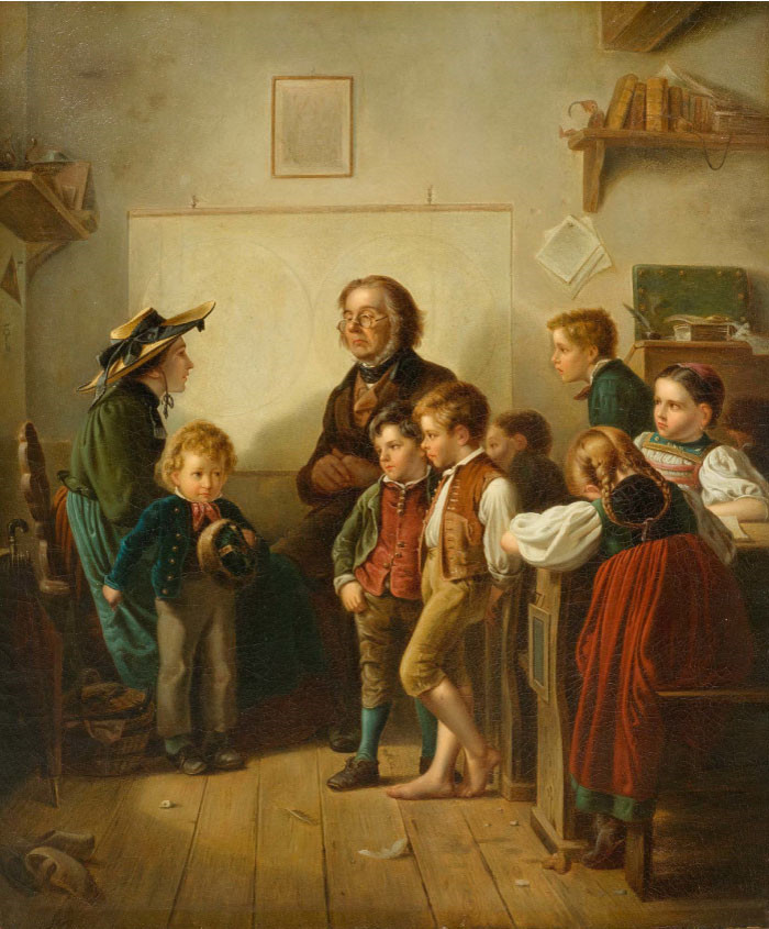 本杰明·沃蒂埃(Benjamin Vautier)高清作品-第一课 Die erste Schulstunde (1870)