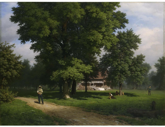 罗伯特·赞德（Robert Zund）风景油画-核桃间的房子