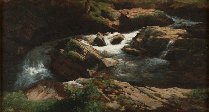 罗伯特·赞德（Robert Zund）风景油画-吉斯巴赫Giessbach, undatiert