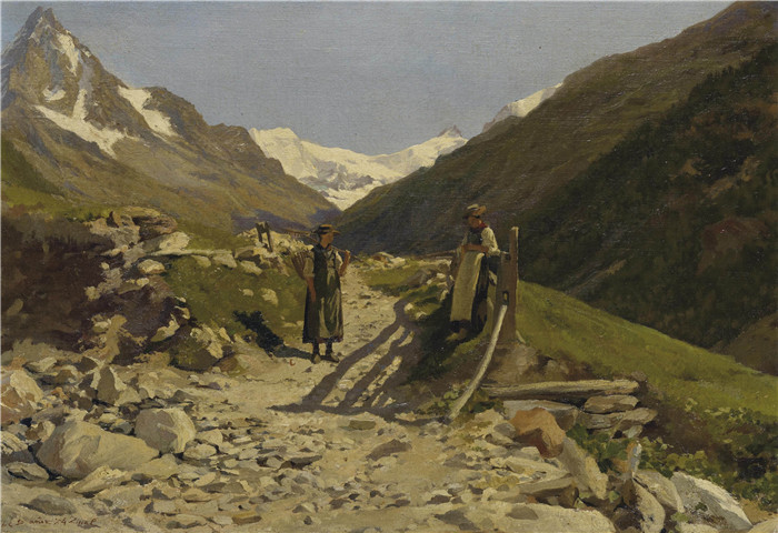 罗伯特·赞德（Robert Zund）风景油画-交谈 zinal 