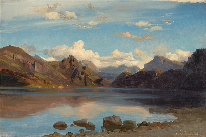 罗伯特·赞德（Robert Zund）风景油画-湖景