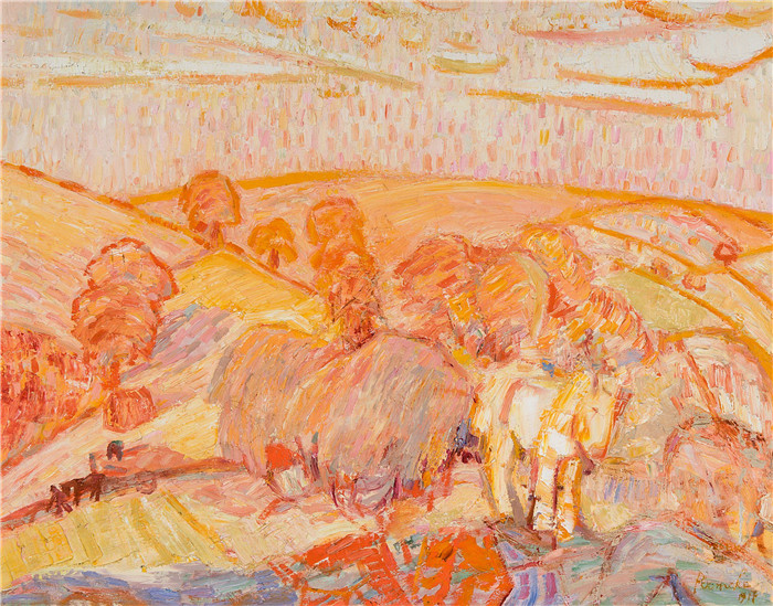 康斯坦特·普瑞迈克(Constant Permeke)作品-拉莫松的收成De oogst - La moisson, 1917