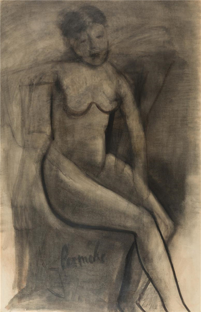 康斯坦特·普瑞迈克(Constant Permeke)作品-裸体坐着Seated-nude