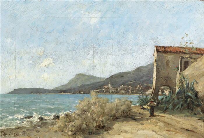 特鲁伊贝尔(Paul Désiré Trouillebert)高清作品 -昂蒂布的观点View of Antibes