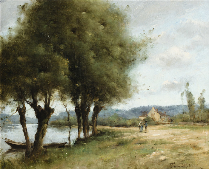 特鲁伊贝尔(Paul Désiré Trouillebert)高清作品 -河边的柳树Willows along a river