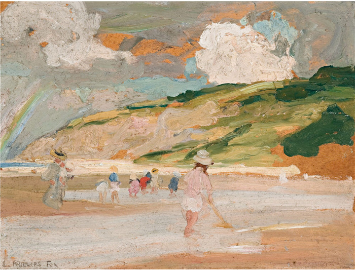 伊曼纽尔·菲利普斯·福克斯(emanuel phillips fox)作品-海滩风景BEACH SCENE