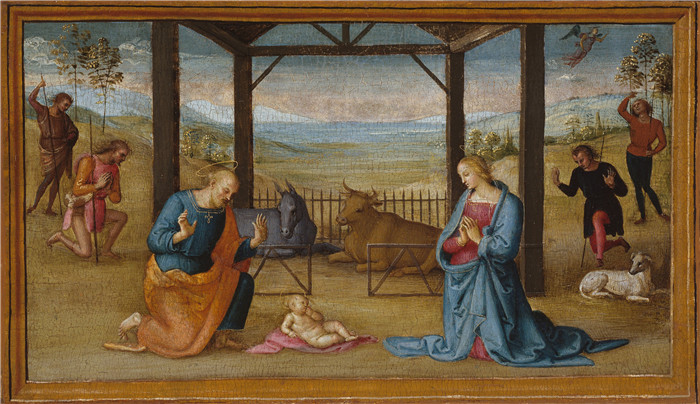 佩鲁吉诺（Pietro Perugino）高清作品-耶稣诞生The Nativity, 1506-07