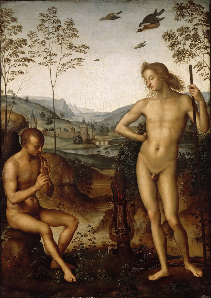 佩鲁吉诺（Pietro Perugino）高清作品-阿波罗和马西亚斯Apollo and Marsyas, 1495
