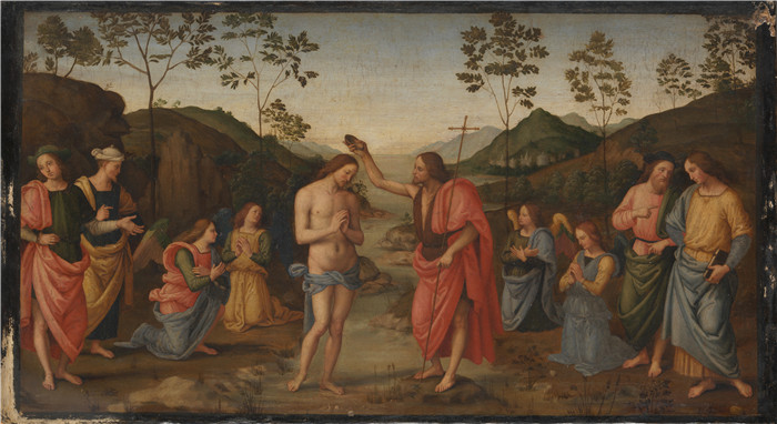 佩鲁吉诺（Pietro Perugino）高清作品-基督的洗礼 Baptism of Christ, 1482
